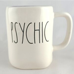 RAE DUNN Artisan Collection White Ceramic Mug Black Large Letters Black PSYCHIC